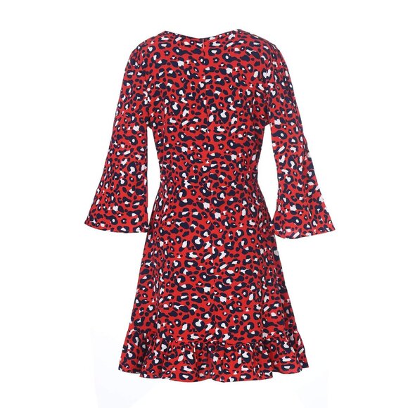 Chic Red Animal Print Mini Dress - Picture 6 of 8
